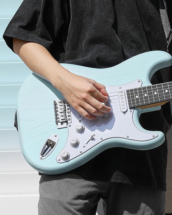 DONNER DST-80 Electric Guitar 39” Beginner Electric Guitar Kit with Amp, Classic SSS Pickup Complete with Gig Bag, Tuner, Capo, Strap, Picks, and Free Online Lessons