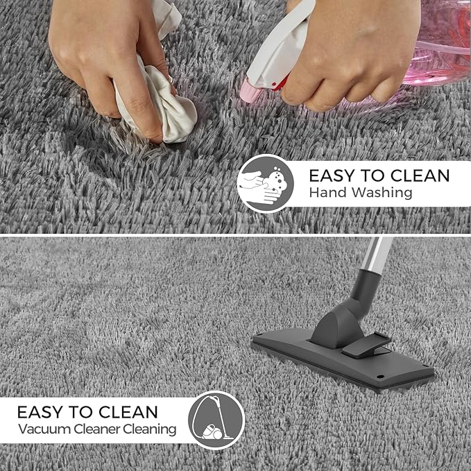 Ultra Soft Rug for Living Room, 4X6 Fluffy Shag Area Rug for Bedroom, Modern Shaggy Carpets Fuzzy Rug for Teens Dorm Nursery Home Decor Aesthetic, Upgrade Anti-Skid Durable, Grey