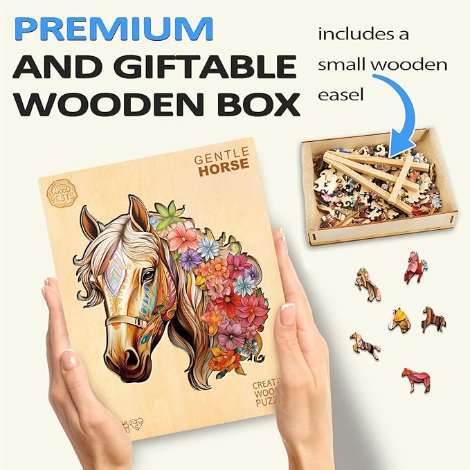 Wooden Puzzles for Adults, Wooden Horse Puzzles, 270 Pieces Puzzles for Adults, Birthday Gifts for Puzzle Lover, Family Puzzle Game (L-13.4 * 13in)