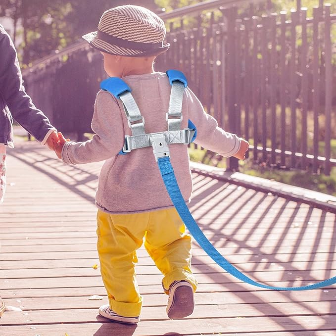 Accmor 3 in1 Toddler Harness Leash, Soft Kid Harness with Anti Lost Wrist Link, Baby Leash, Leash for Toddlers, Child Walking Harness Kids Leash Wristband Rope Belt with Lock for Baby Boys