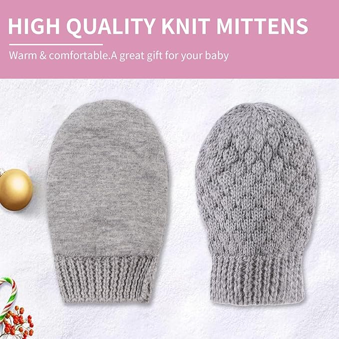 Baby Knit Mittens Toddler Boys Girls Gloves Winter Infant Newborn No Scratch Mitten 0-3 Years