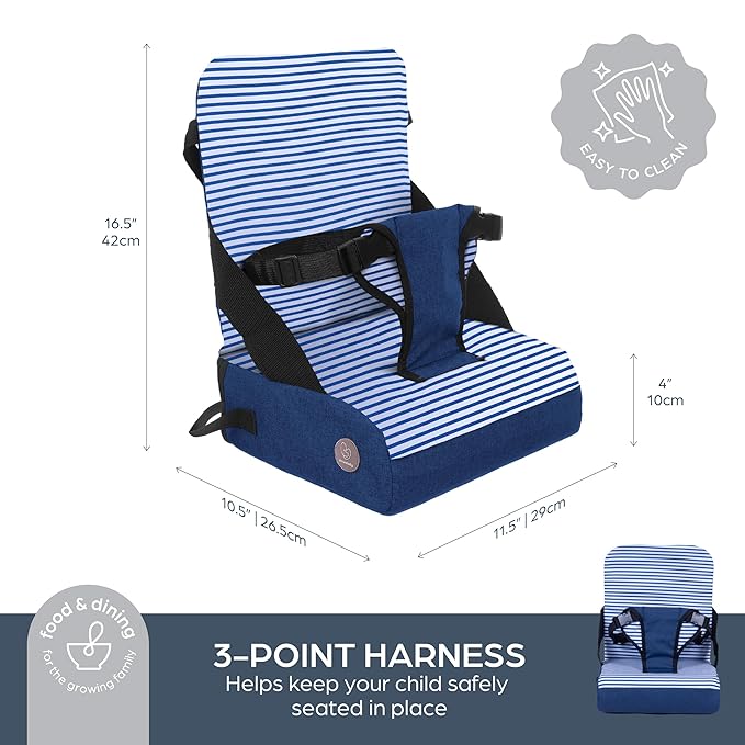 Dreambaby Grab ‘N Go Travel Booster Seat – Portable Toddler High Chair for Dining (6M-5Y) with Storage & Shoulder Strap