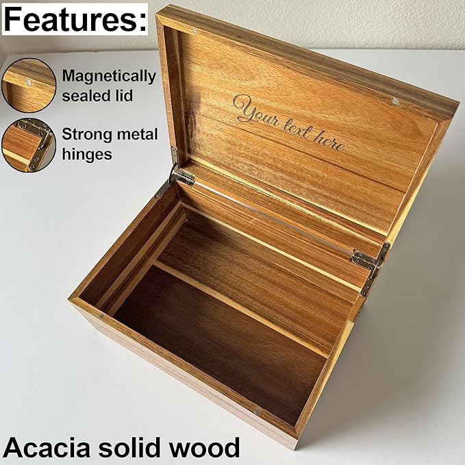 Time Capsule Box 1st Birthday - Custom First Birthday Memory Time Capsule Box with Hinged Lid, First Keepsake Storage Gifts for Babies, Personalized Gift for New Parents, Acacia Wood, 11x8x4.75 in