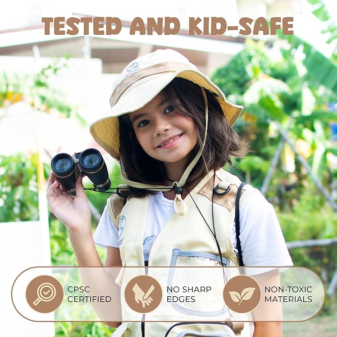Kids Bug Catching Kit - Complete Explorer Kit with Safari Vest, Hat & More - Cute Dress-Up Safari Costume, or Zoo Keeper - Outdoor Explorer Set & Bug Toys for 3-7 Year Old Boys Girls + Adventure Book