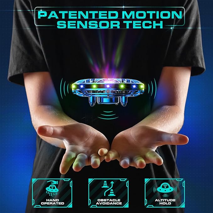 Force1 Scoot Pro Hand Operated Drone for Kids or Adults - Induction Hands Free Motion Sensors Mini Drones with Bright LED Projection, 360 Flips, Easy Indoor Small UFO Flying Orb Ball Drone Toy