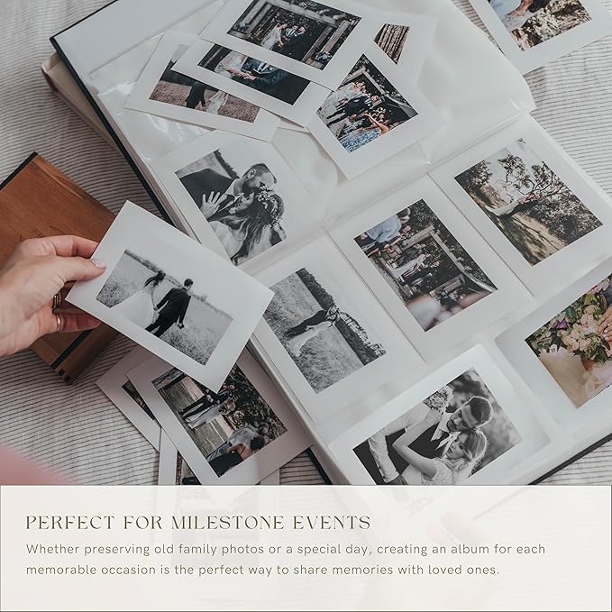 Premium Scrapbook Album – Acid-Free Photo Album with Writing Space – 100 Pages for Size 4x6 – Holds 500 Photos – Wedding, Baby, Travel & Family Memories (Taupe/Grey)