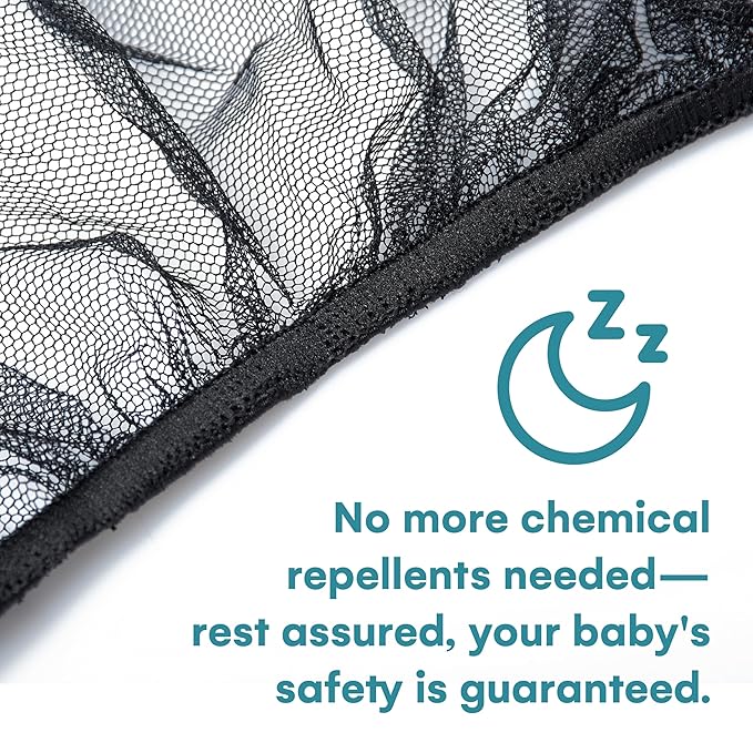 Enovoe Mosquito Net for Stroller - Bug Net for Stroller - Black Breathable Durable Polyester Mesh - Fits Strollers, Bassinets, Cradles, Playards - Pack N Plays Mini Cribs - Machine Washable
