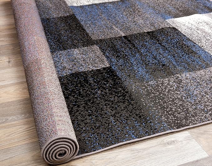 Rugshop Modern Distressed Boxes Area Rug 7' 10" x 10' Blue