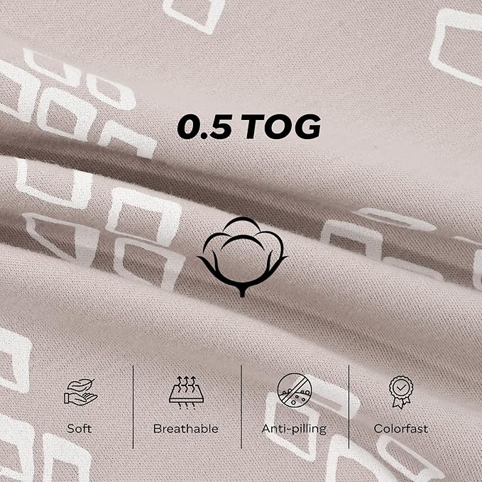 JELLYMONI Baby Sleep Sack 18-24 Months, 100% Cotton 3 Pack 0.5 TOG Baby Wearable Blanket Infant Sleep Sack with 2-Way Zipper Newborn Sleep Sacks