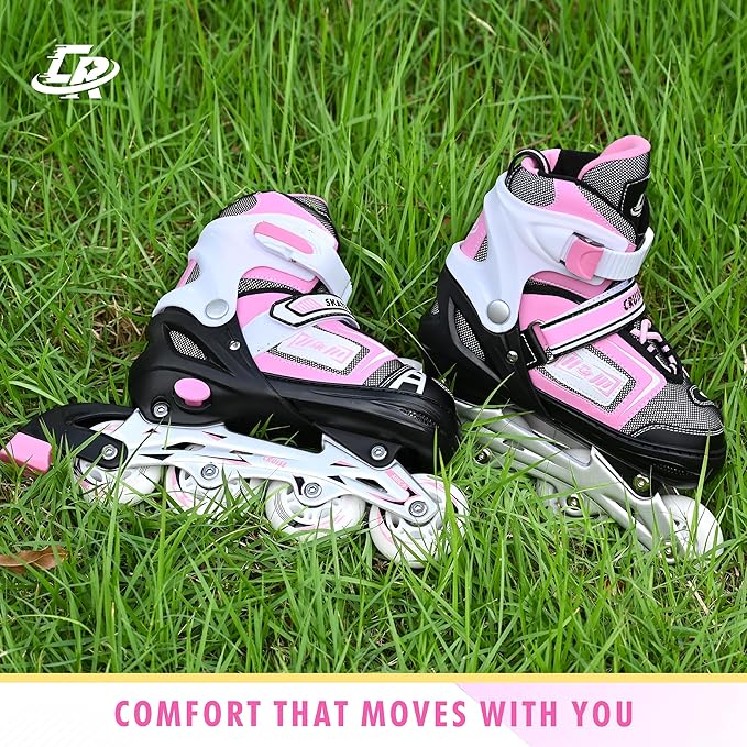 Adjustable Inline Skates for Kids, Teens, and Adults – ABEC-7 Bearings, PU Wheels, Comfortable Fit, for Indoor and Outdoor Skating