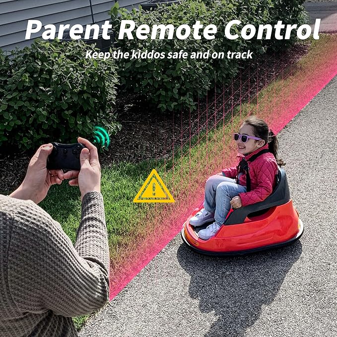 Baby Bumper Car, 6V Electric Kids Bumper Car for Toddlers with Remote Control, Bluetooth - Red