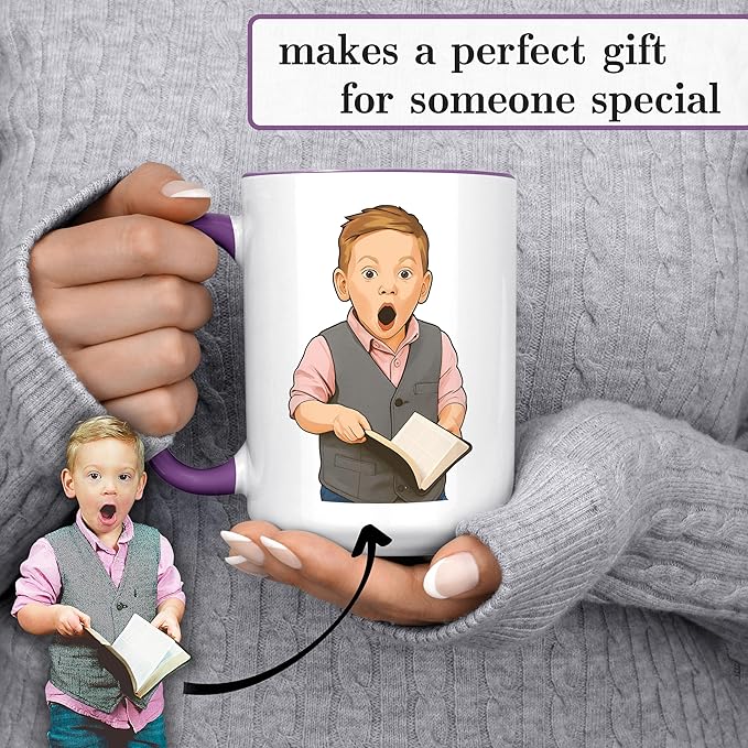Personalized Coffee Mug, Custom Drawing Portrait Gift, Funny Customized Coffee Gift for Men & Women, Custom Mugs with Pictures, Purple 15oz Customized Ceramic Tea Cup