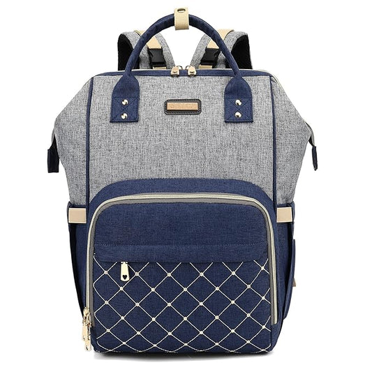 Diaper Bag Backpack, Diaper Bags for Baby Girls Boys, Baby Bags for Moms Dads, Nappy Changing Bag with Insulated Pockets,Multi-functional Waterproof Backpack with Stroller straps- Light Grey Blue