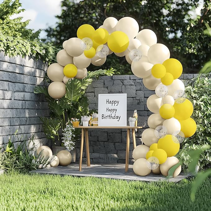 JOYIN 150 Pcs Sand White Balloons, Different Sizes 18 12 10 5 Inch Sand White Latex Balloon Arch Kit with Instruction for Birthday Party Graduation Wedding Holiday Decoration