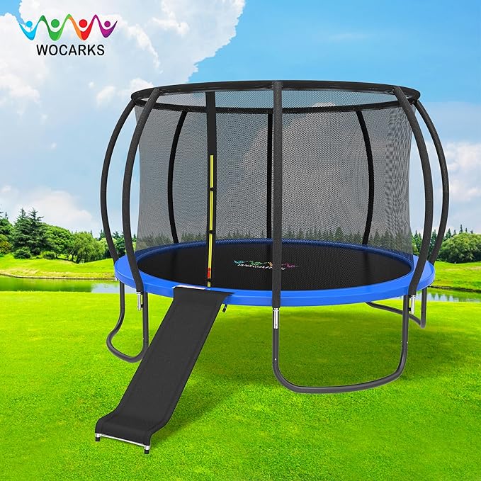 Ergonomic Trampoline Slide with Buffer Region for Children Kids, Outdoor Trampoline Slide Attachment, Heavy Duty Steel, Frame, Easy to Assemble (Silvery)