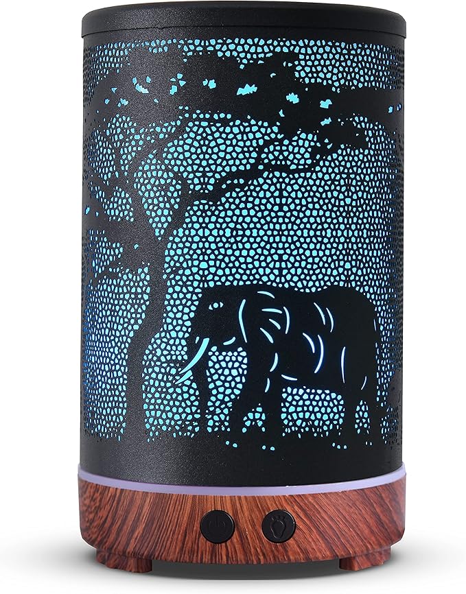 Essential Oils Diffuser,Aromatherapy Diffuser,Birthday Gifts for Women Mom Grandma,Metal Cool Mist Humidifier with 7 Colors Lights Waterless Auto Off Air Diffusers（Elephant）