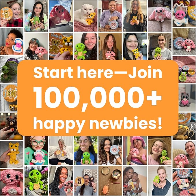 Cookie Box Crochet Kit for Beginners - Learn to Craft Amigurumi Stuffed Animals - Knitting Gift for Kids and Adults - Beginner-Friendly Yarn - Stitch-by-Stitch Video Tutorial - Bear Bruno