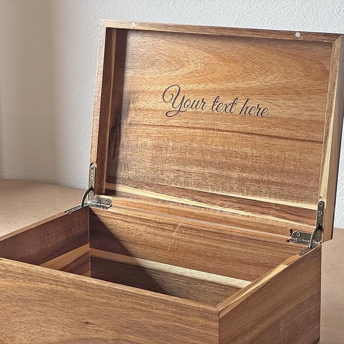 Personalized American Flag Gift Box - Engraved Memory Box, 5 Year Anniversary Wedding Gift for Men, Boyfriend, Acacia Wood Decorative Chest, Keepsake Boxes with Custom Hidden Message, 11x8x4.75 in