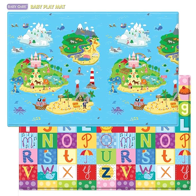 Baby Care Play Mat (Large, Playful - Magical Island) 82'' x 55'' Original One-Piece Reversible Rollable Waterproof Play Mat for Infants, Babies, Toddler, and Kids