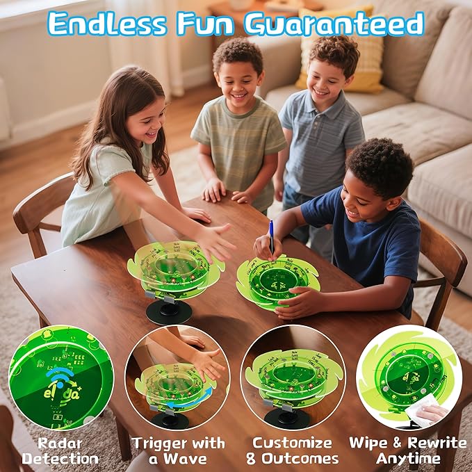 STEM DIY Toys Hand Assembly Electronic Spin the Wheel | Science Craft Kit for Kids Ages 8-9-10-11-12-13-14-15+ Years Old | Educational Gifts for Boys&Girls | Video Guide|(Fire Wheel-Transparent Clear)
