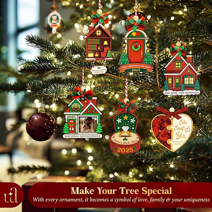 First Engagement Ornament 2025 - Just Engaged Ornament 2025 Engagement Gift for Newly Engaged Couples Fiance, Cool Bride to Be Gifts for Her, Unique Christmas Ornaments for Xmas Tree Decor