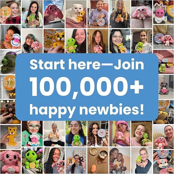 Cookie Box Crochet Kit for Beginners - Learn to Craft Amigurumi Stuffed Animals - Knitting Gift for Kids and Adults - Beginner-Friendly Yarn - Stitch-by-Stitch Video Tutorial - Oyster Pearl