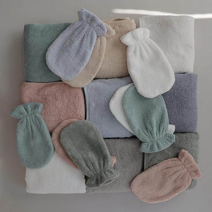 mushie Baby Bath Mitt | Organic Cotton | Pack of 2 (Sea Mist)