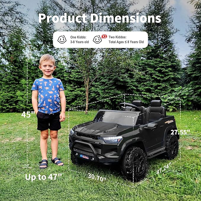 24V 2 Seater Ride on Toy for Big Kids, Electric SUV Kids Car to Drive w/Parent Remote, 2WD/4WD Switchable - Black