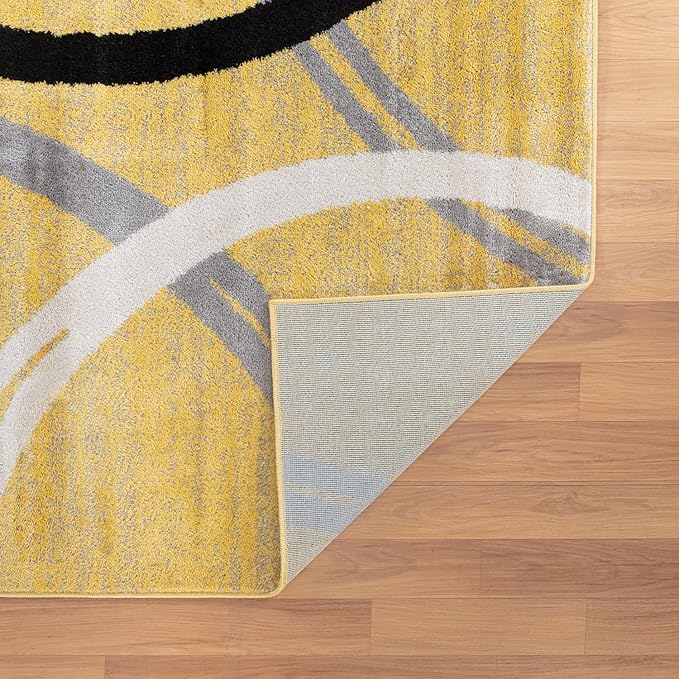 Rugshop Modern Wavy Circles Design Area Rug 8'8" x 12' Yellow
