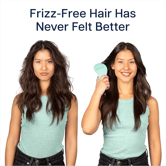 Crave Naturals Glide Thru Detangling Brush for Natural, Curly, Straight, Wet or Dry Hair - Gentle Detangler Styling Tool for Adults, Kids, Toddlers and Little Girls - 7.5 x 3 in, Turquoise