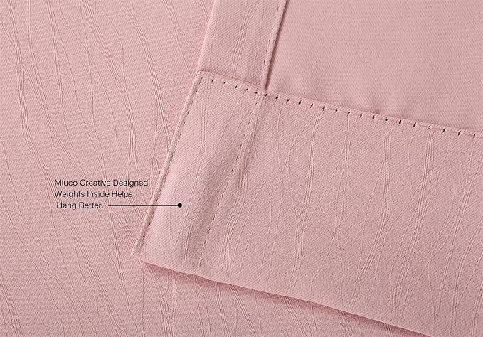 MIUCO Blackout Curtains Room Darkening Curtains Textured Grommet Curtains for Kids Bedroom Set of 2 52x84 Inch Pink