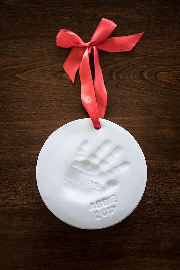Little Hippo Baby Ornament Keepsake Kit (Newborn Bundle) - 2 Easels, 4 Ribbons & Letters! Handprint and Footprint Clay Casting Kit for Baby Shower Gifts, Boys & Girls