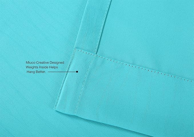 MIUCO Room Darkening Curtains Textured Grommet Thermal Insulated Blackout Curtains for Bedroom Set of 2 52x95 Inch Turquoise