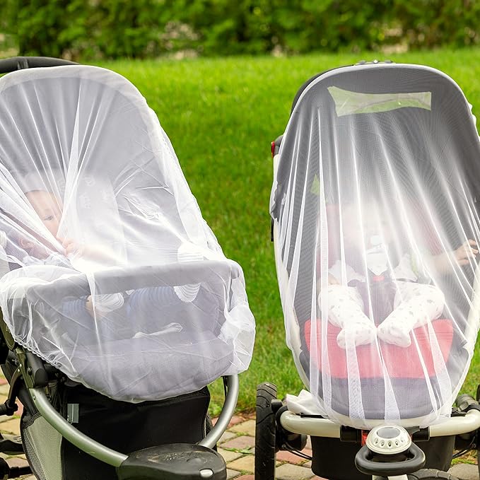Enovoe Mosquito Net for Stroller and Baby Crib - Durable Mesh Bug Net Cover with Elastic Edge - Fits Strollers, Bassinets, Playards, and Mini Cribs - Travel Essential for Newborns - 63x64-Inch (White)