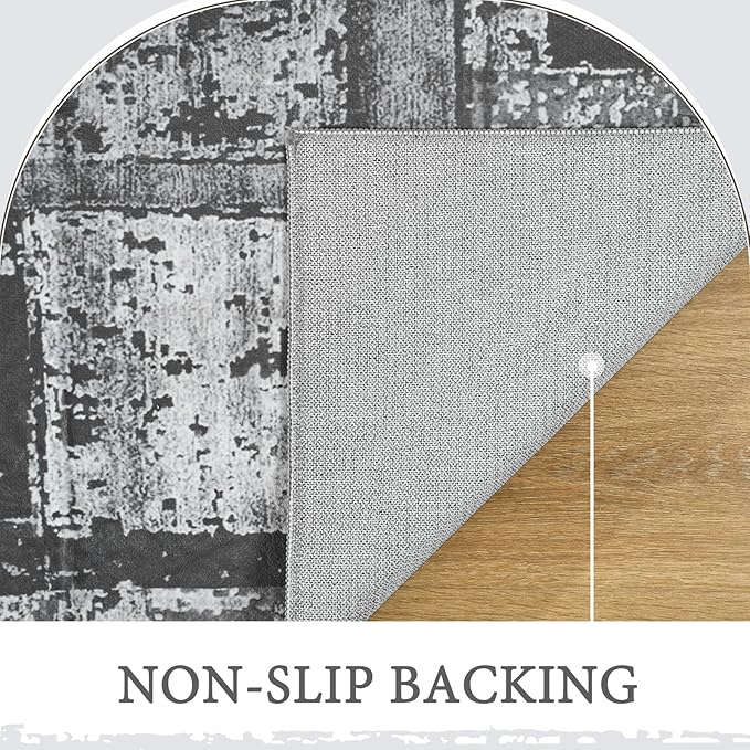 LOCHAS Rug for Living Room, Washable Soft Area Rugs for Bedroom 6x9, Abstract Carpet for Indoor Office Kids Dining Room Nursery Floor, Grey Geometric Vintage Home Decor, Non Slip, Pet Child Friendly
