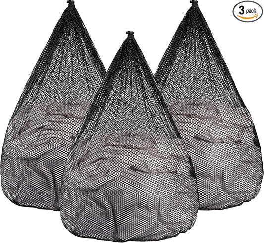 3Pcs Mesh Laundry Bags Washing Machine Mesh Wash Bags Jumbo for Delicates Clothes,Bed Linen,Toys with Drawstring Closure Sturdy (Black, Jumbo 3 pcs)