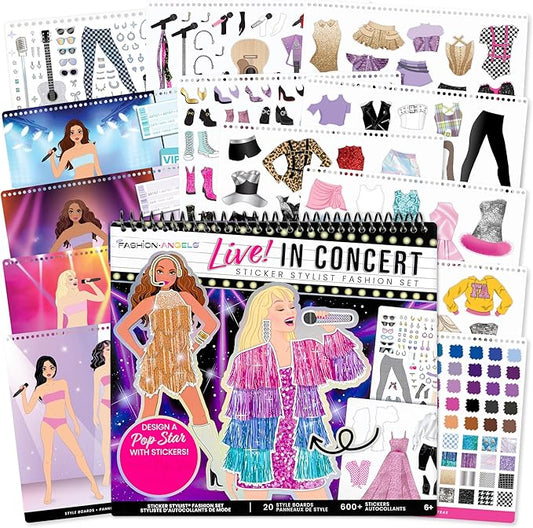 Fashion Angels Live! in Concert Sticker Stylist Fashion Set, Includes Concert Venue Style Boards, Popstar Silhouettes & 600+ Stickers, Ideal Gift for Kids & Teens