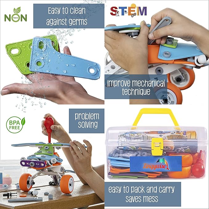 STEM Building Toy for 7-12 Year Old Boys - 7-in-1 Models Kids Love to Build and Play - 171Pcs Construction Set with Engineering Activity Kit - Best Birthday Gift Toy