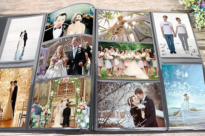RECUTMS Photo Albums 4x6 Holds 600 Photos Black Pages Large Capacity Leather Cover Family Baby Photo Album Books Horizontal and Vertical Photos (Red)
