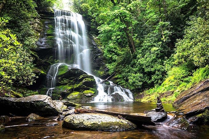 Waterfall Wallpaper Natural Landscape Lake Green Forest Wall Mural for Living Room Bedroom Dining Room Basement(Not Self-Adhesive)