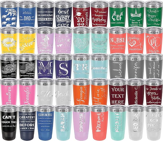 Personalized Tumbler, Custom Travel Coffee Mug, Laser Engraved Insulated Double Wall Stainless Steel Coffee Mug, Gift for Her, Closing Lid Included (Light Blue, 20oz)
