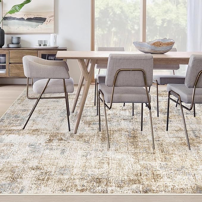 Area Rugs 8x10 Living Room: Washable Rug Modern Abstract Large Rugs Soft Non Slip Neutral Rug Stain Resistant Indoor Carpet for Bedroom Kitchen Dining Room Home Office Rugs(Blue Brown,8'x10')