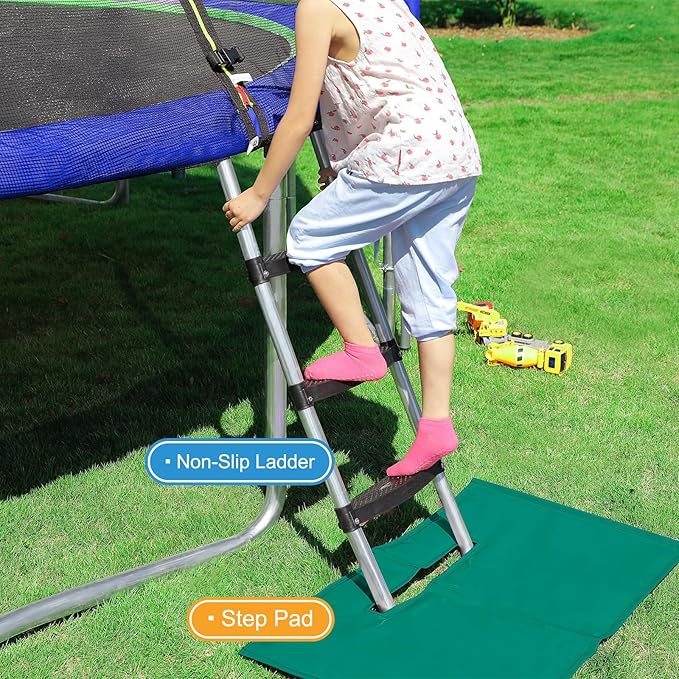 Zupapa Trampolines No-Gap Design 1500 LBS Weight Capacity 16 15 14 12 10 8FT for Kids Children with Safety Enclosure Net Outdoor Backyards Large Recreational Trampoline