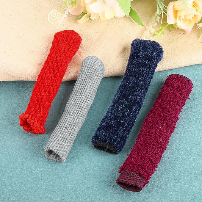 uxcell 6Pcs Door Handle Covers, Polyester Knitted Anti-Scald Door Knob Protector Door Knob Cover for Hot Doors and Cold Doors, Khaki