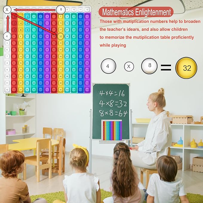 Math Games for Kids - Flash Cards for Kids - Pop it Practice with Addition, Subtraction, Multiplication & Division - Ideal for Math Learning and Skill Building.