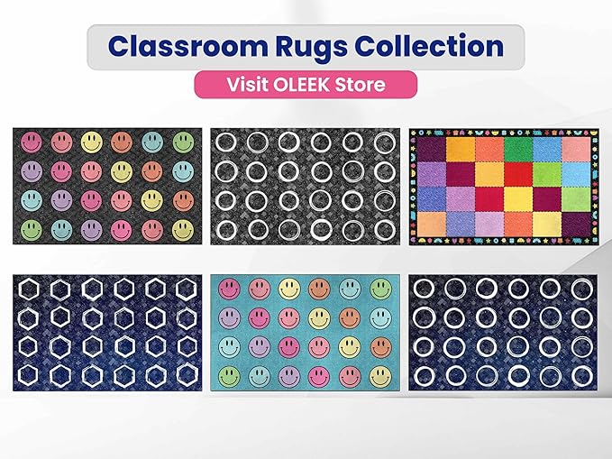 OLEEK Large Classroom Rug Elementary 8x10 - Classroom Rugs for Kids Room - Classroom Carpet Elementary - Kids playroom Rug 8 x 10 - Preschool Rugs for Classroom - Schoolgirl Style Classroom Decor