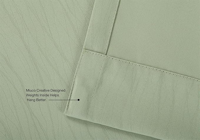 MIUCO Blackout Curtains Room Darkening Curtains Textured Grommet Panels for Kitchen 2 Panels 52x63 Inch Long Sage