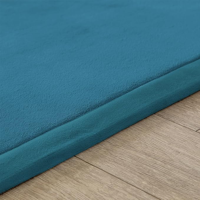 Loartee Nursery Rug Coral Velvet Crawling Rugs Mat Area Rugs Play Crawling Mat(4'9"x4'9", Blue) for Toddler Children Play Mat Yoga Mat Exercise Pads Carpet