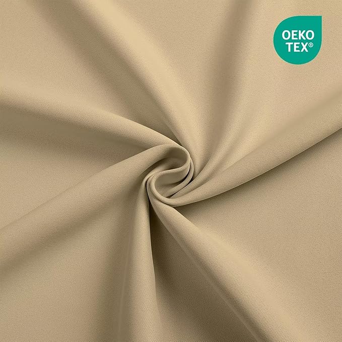 Joydeco Blackout Curtains 84 Inch Long for Bedroom, Thermal Insulated Black Out Curtains 2 Panels Set, Room Darkening Drapes for Living Room Window (W52 x L84 Inch, Beige)