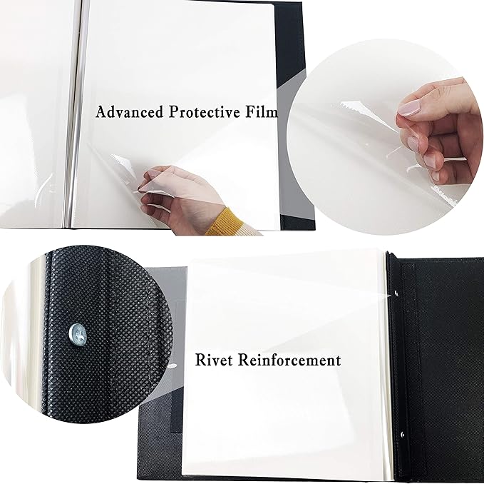 RECUTMS Self Adhesive Photo Album Scrapbook Album 60 Magnetic Double Sided Pages Leather Hardcover 13.3 x 13.4 (Inches) Large Leather Family Photo Albums with Sticky Page(Brown)
